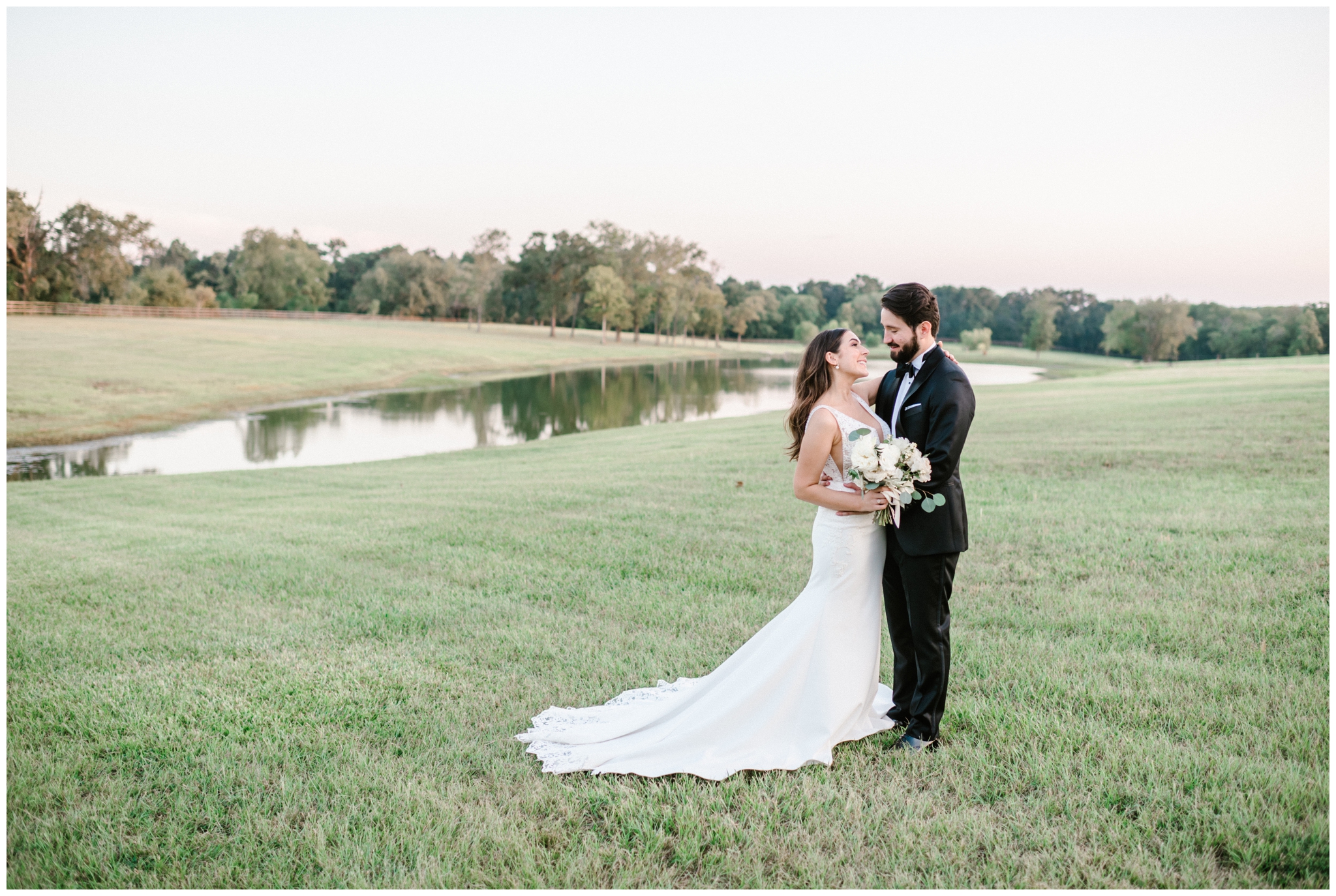 Dusty blue and ivory wedding at The Farmhouse in Montgomery, Texas