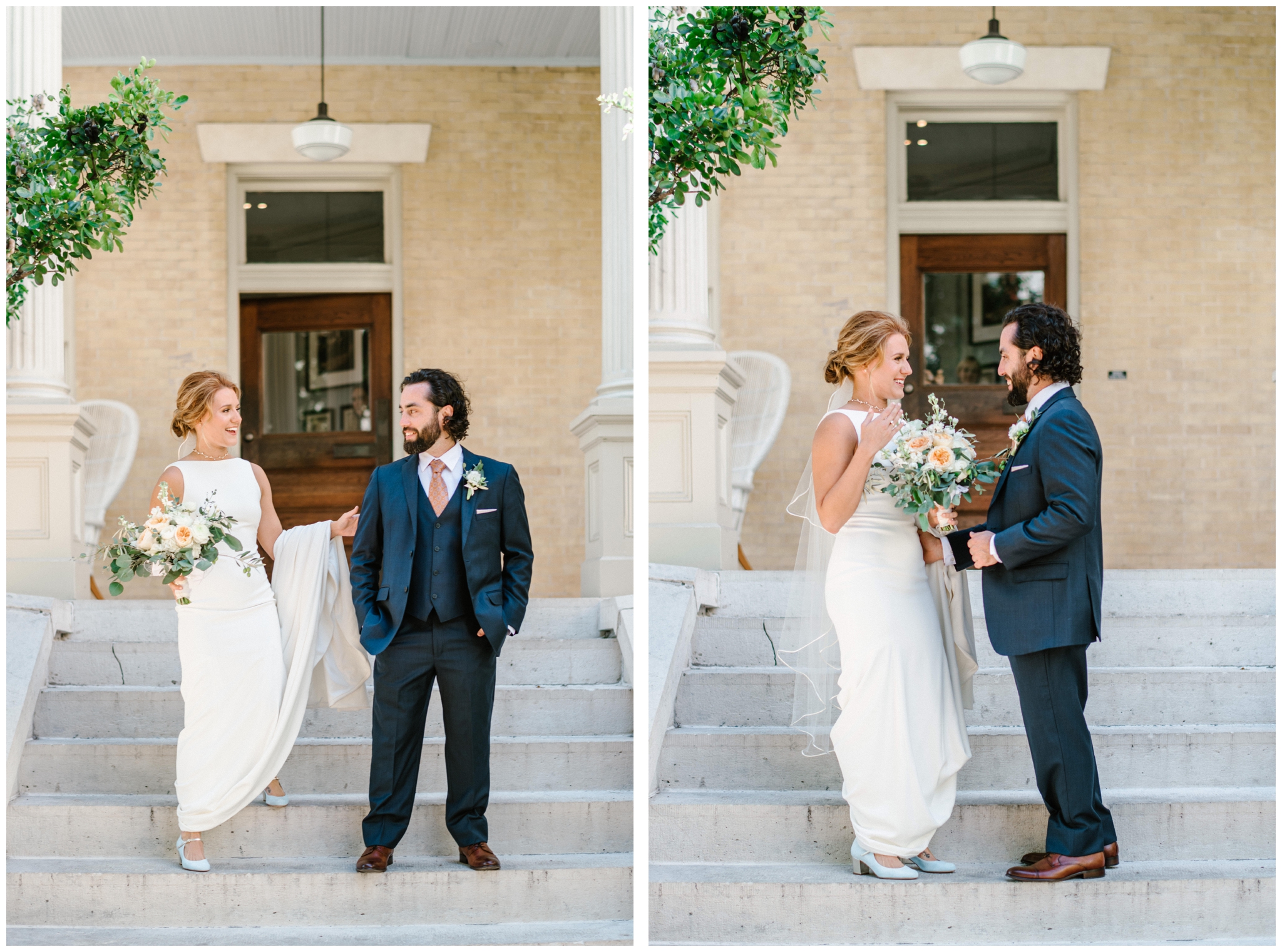 Peach, cream and dusty blue wedding in Austin, Texas