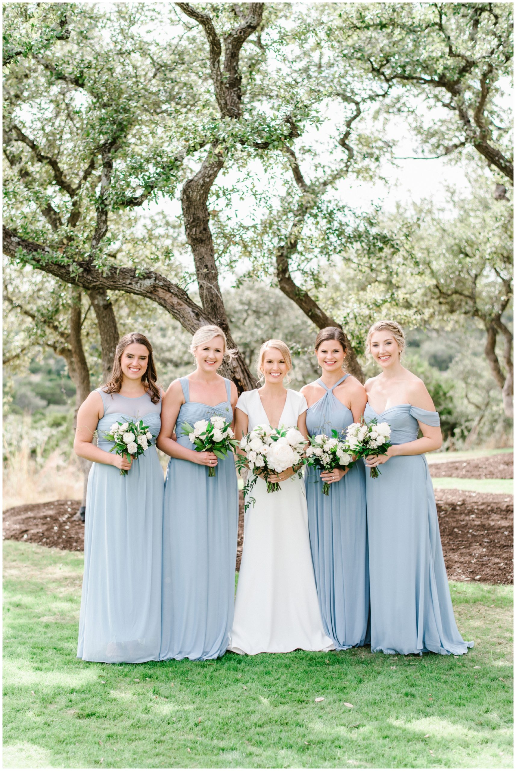 Classic dusty blue bridesmaids dresses 