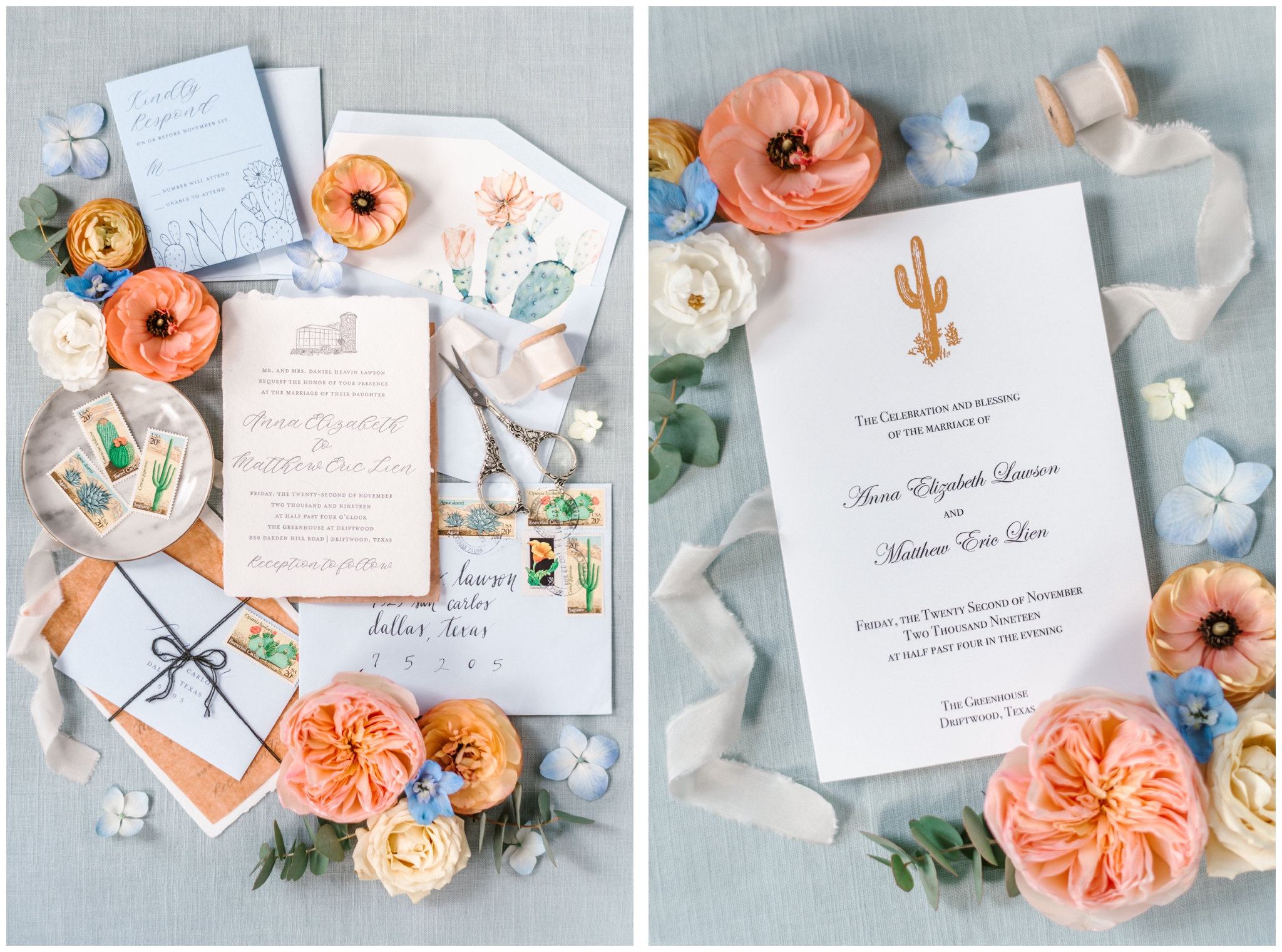Colorful cacti wedding stationary by Peach Paper + Design | Joslyn Holtfort Photography