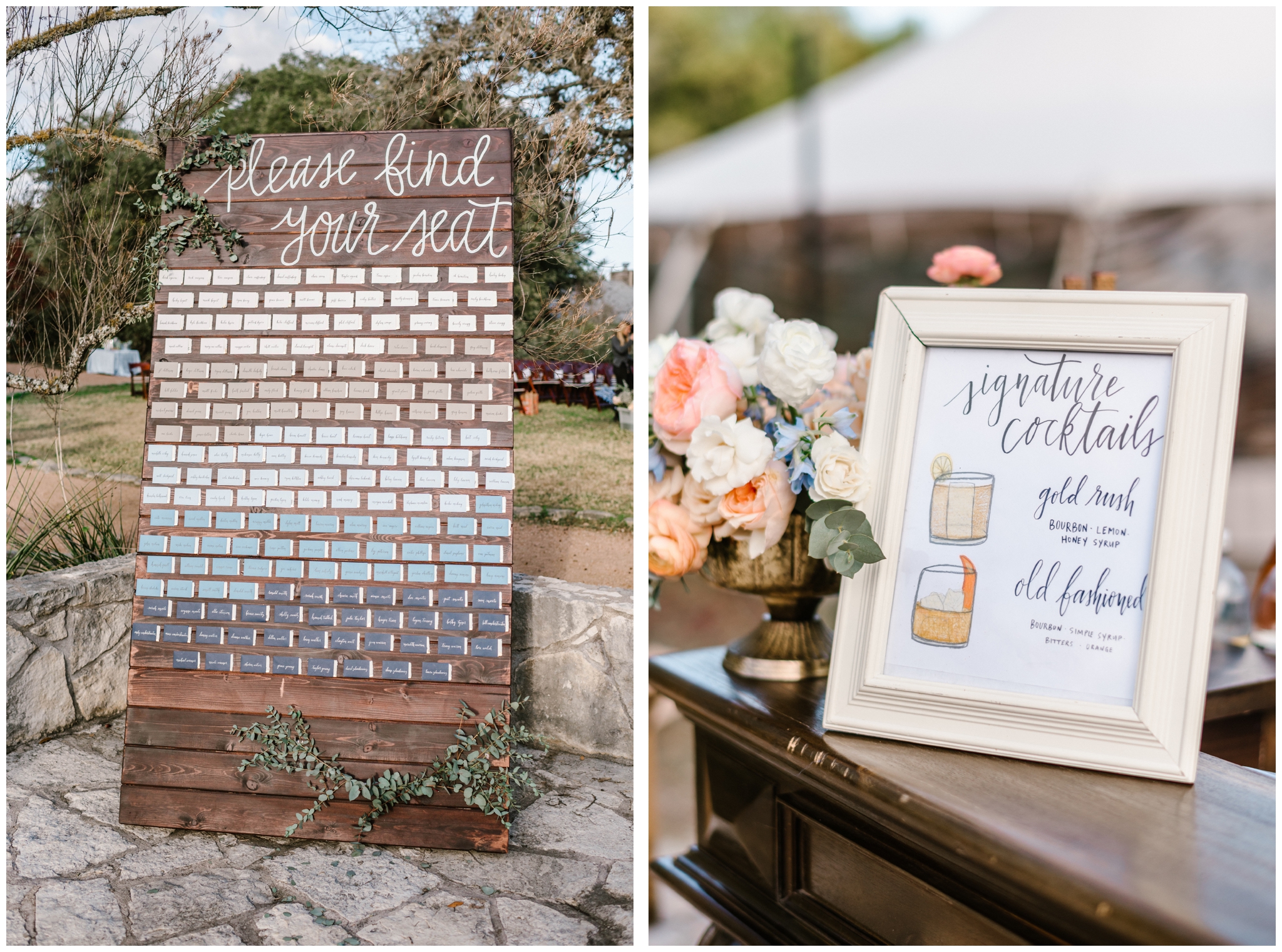 Blue, peach and orange fall wedding at The Greenhouse at Driftwood in Austin Texas | Joslyn Holtfort Photography