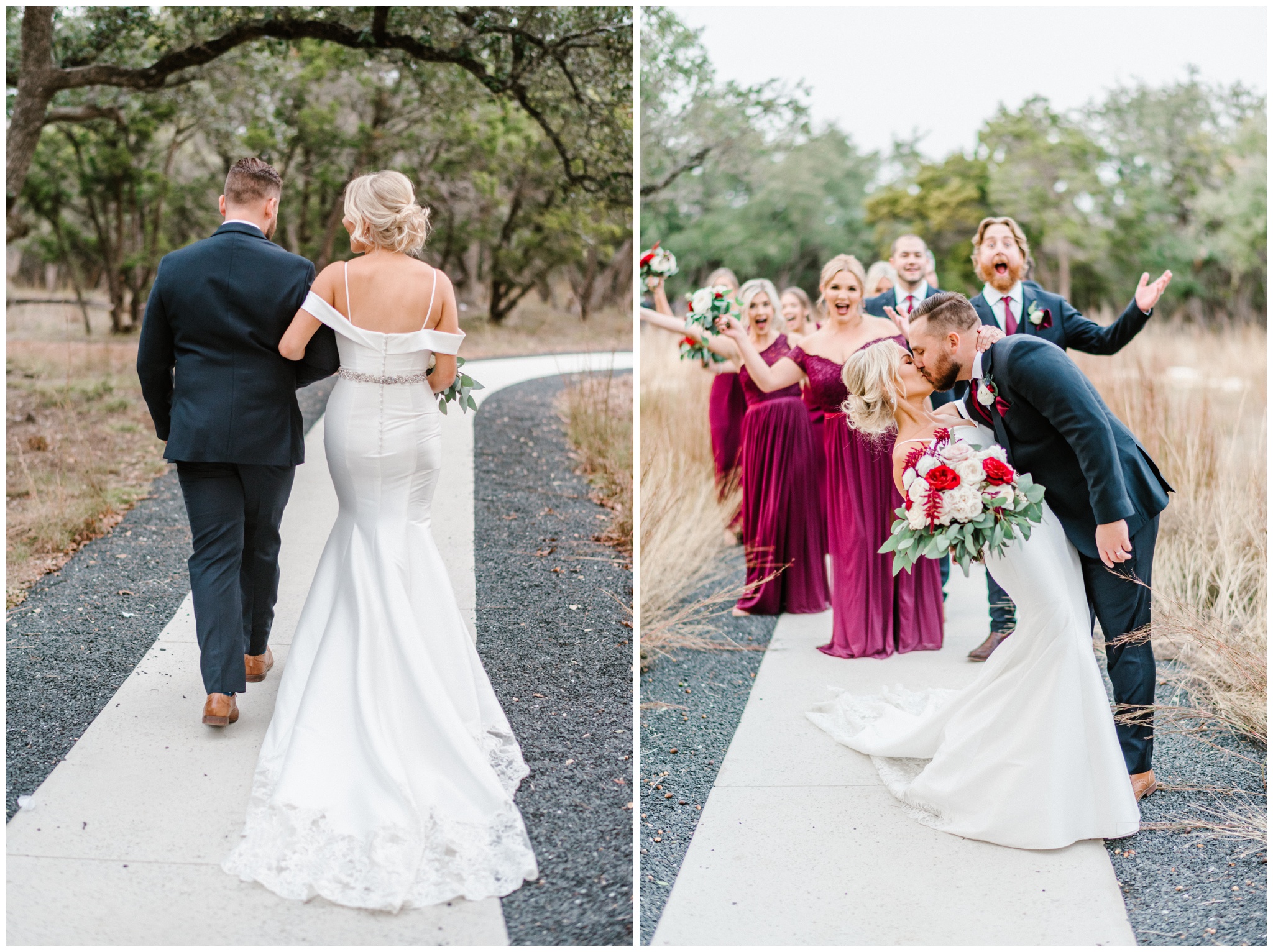 Just married photo inspiration with bridal party, Light and airy wedding ceremony photography, light and airy wedding photographer, Joslyn Holtfort Photography