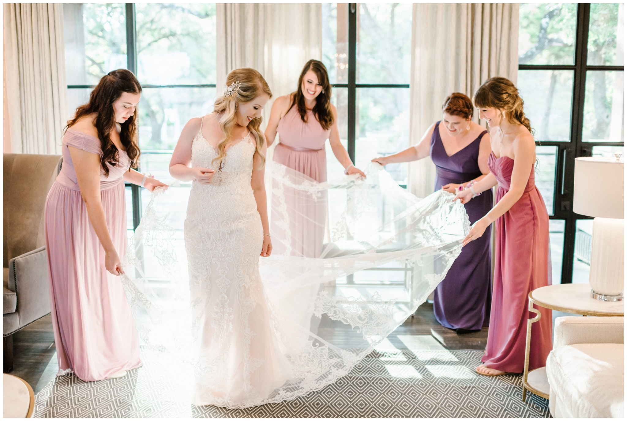 Shades of purple bridesmaids dresses