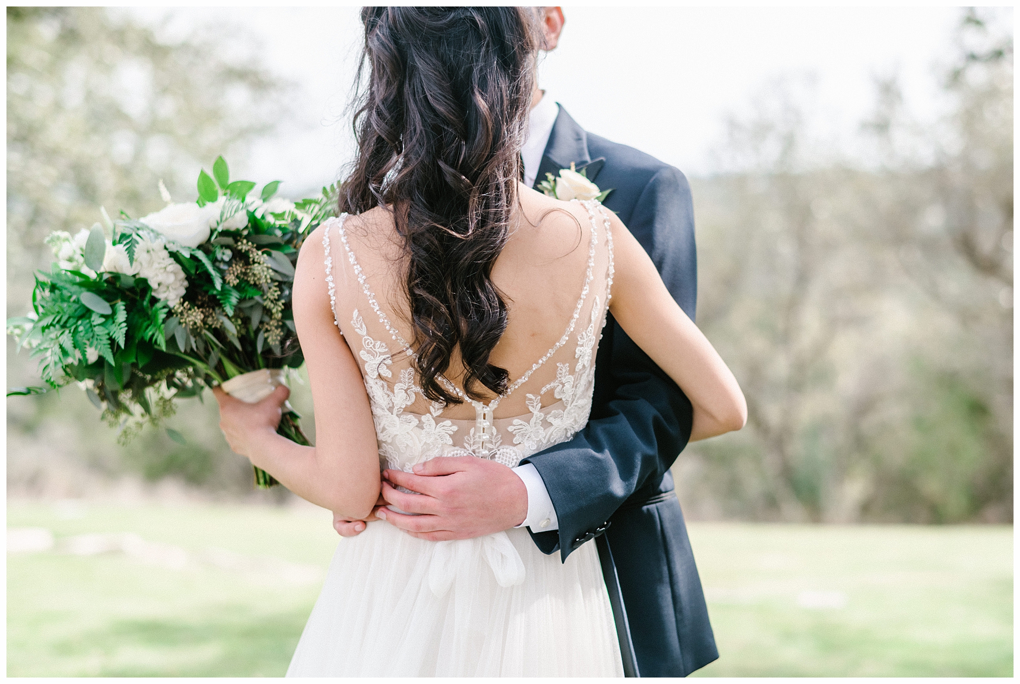 Bride and Groom First Look in Picturesque Texas Hill Country