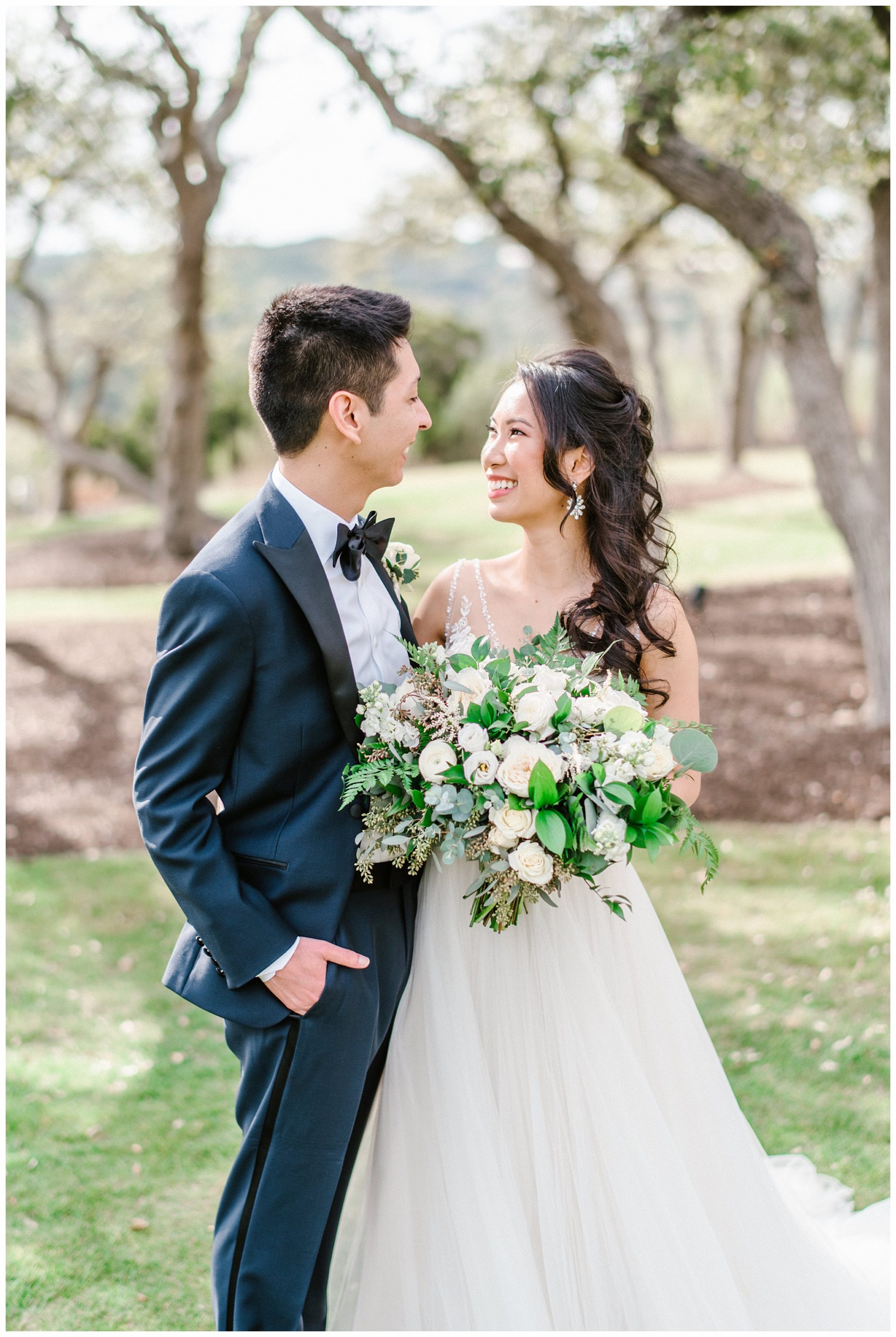 Portrait of Happy Bride and Groom in Texas Hill Country
