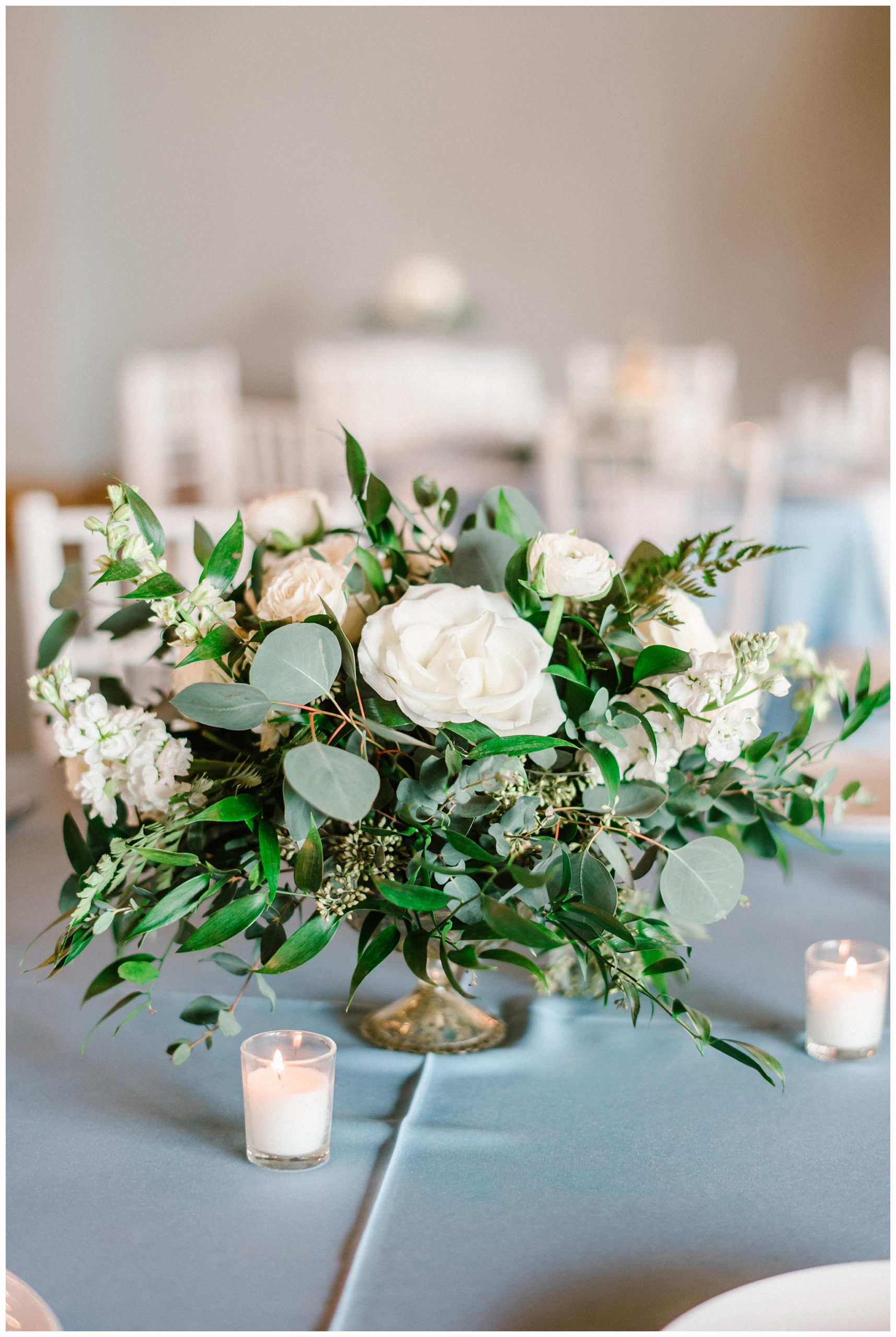 Classic White Rose Centerpieces for Wedding Reception