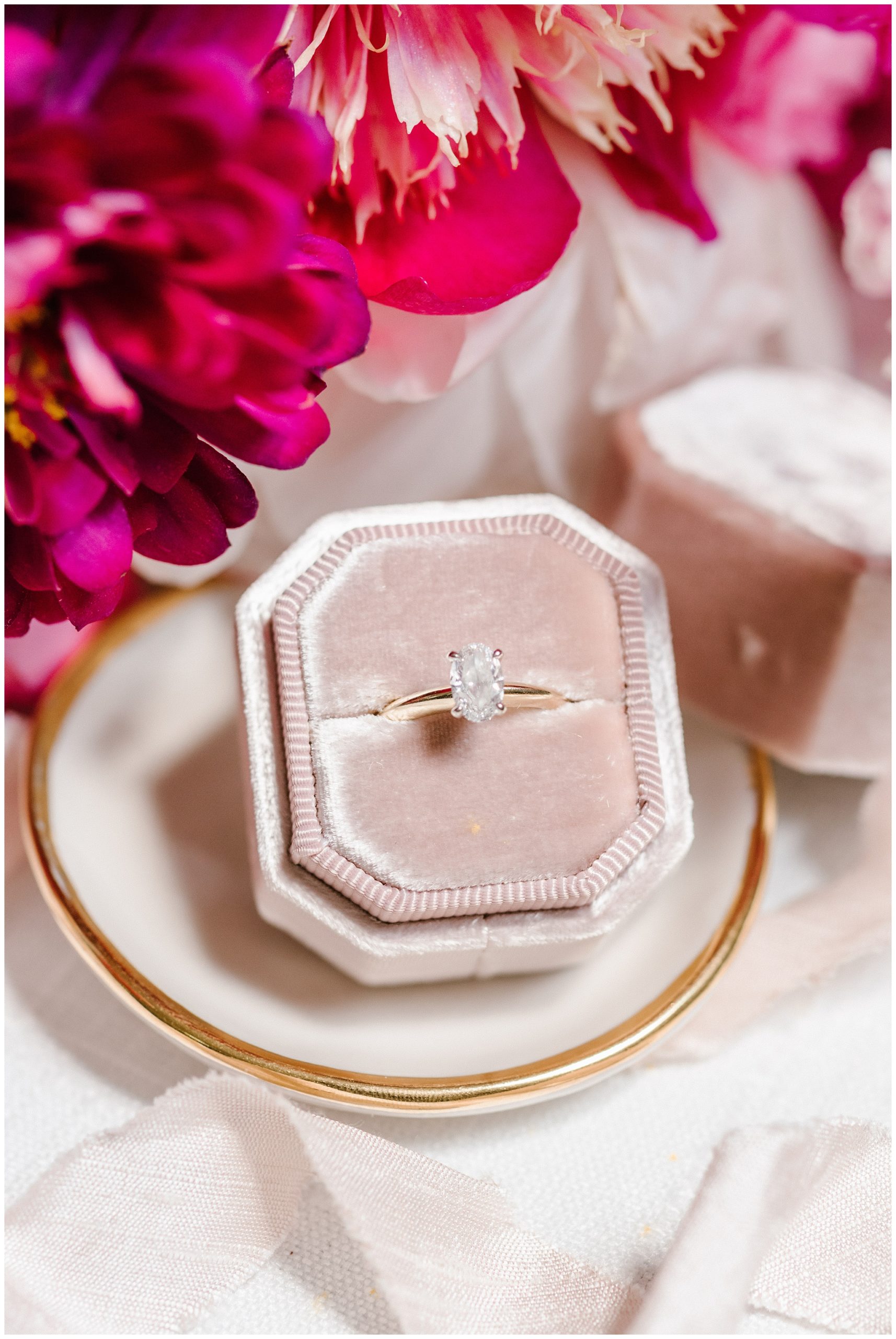 oval cut engagement in velvet ring box