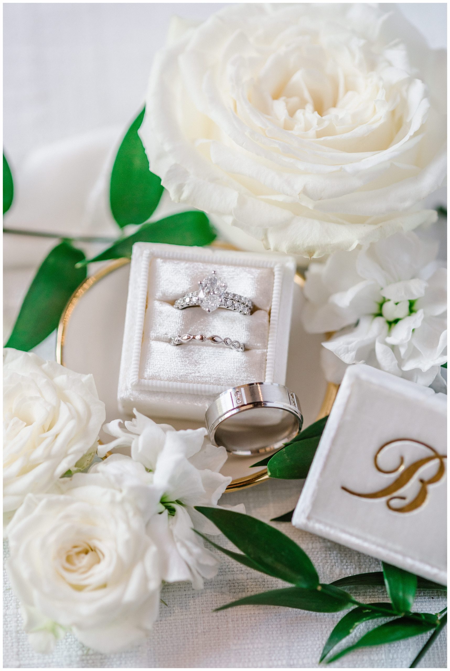 Classic Wedding Rings in Ivory Velvet Ring Box