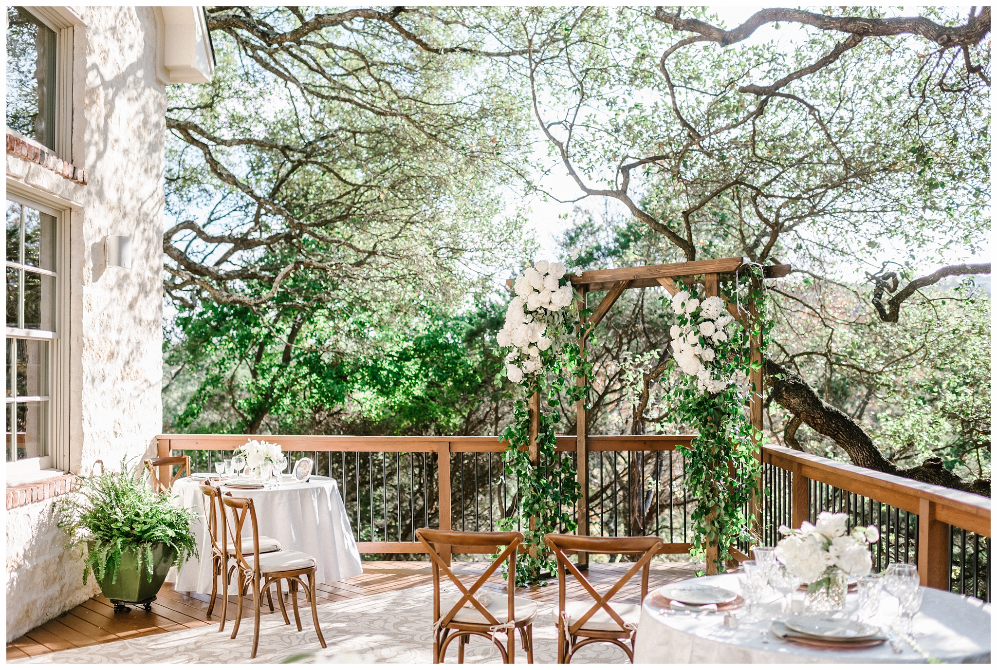 Intimate Backyard Wedding with Ivory Floral Arch